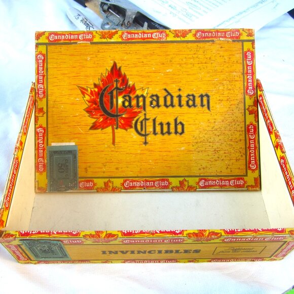 VTG 50'S CANADIAN CLUB CIGAR BOX, GREAT DISPLAY BOX - Picture 1 of 12
